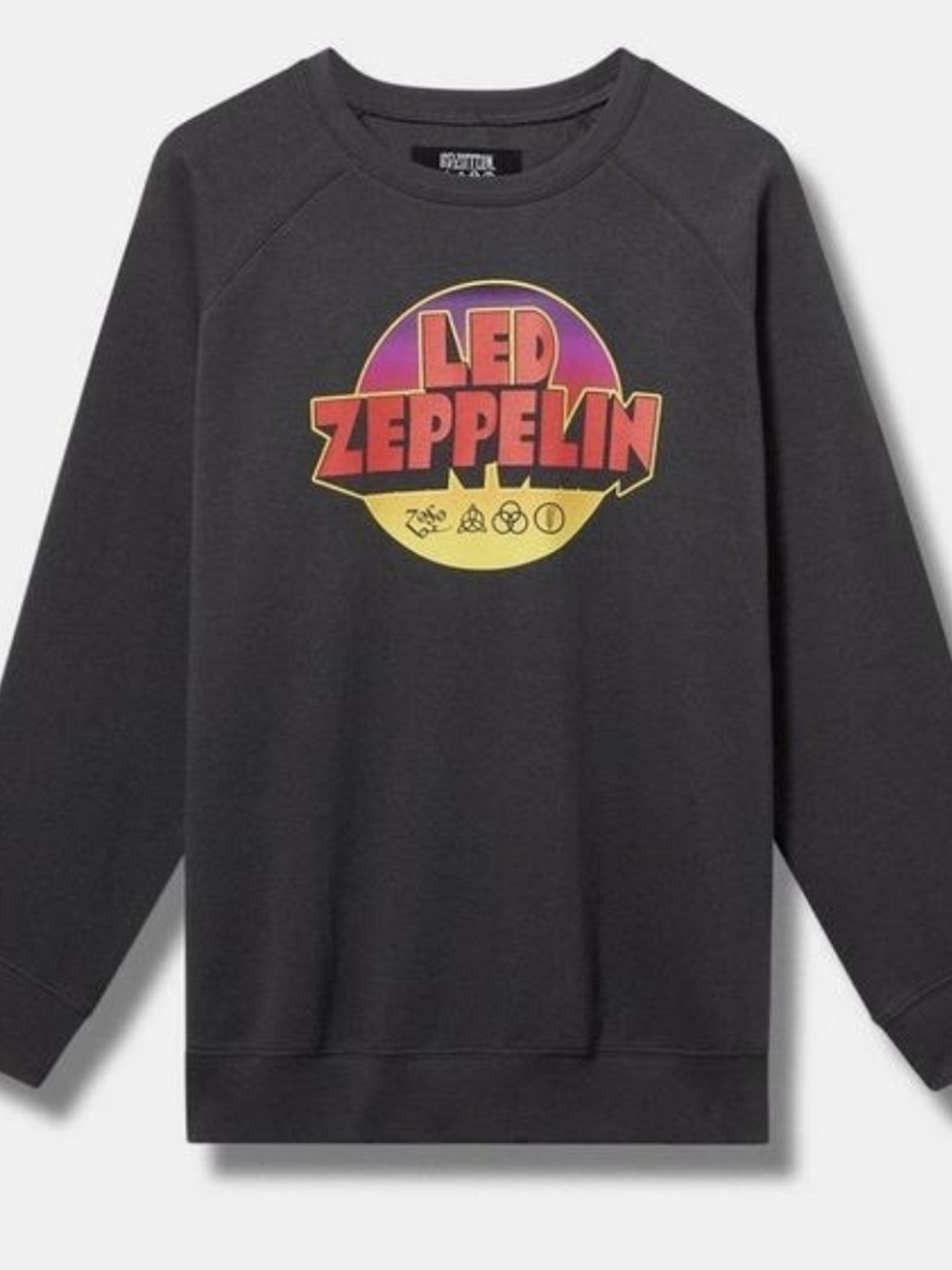 NWT LED ZEPPELIN torrid Charcoal Crewneck Sweatshirt with Retro Yellow 0 12